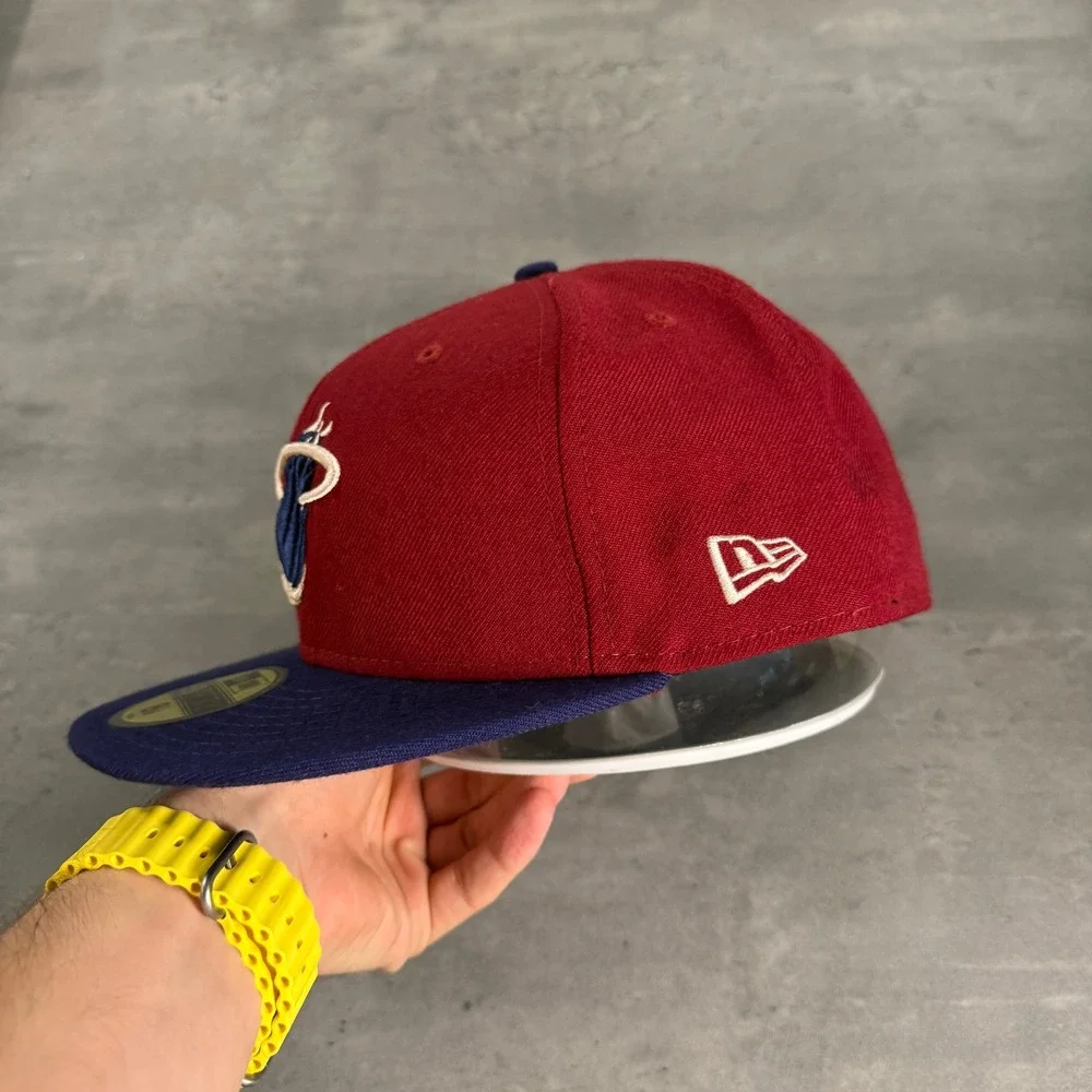 New Era Miami Heat Hat 8 1/8‎ Burgundy Indigo Blue 59FIFTY Fitted HWC NBA Cap